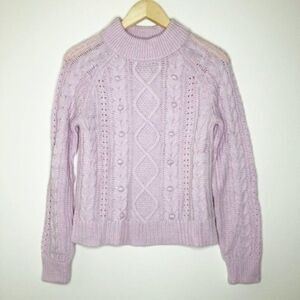 J. Crew Azra Lilac Purple Cable Knit Wool Blend Pullover Sweater XS NWT